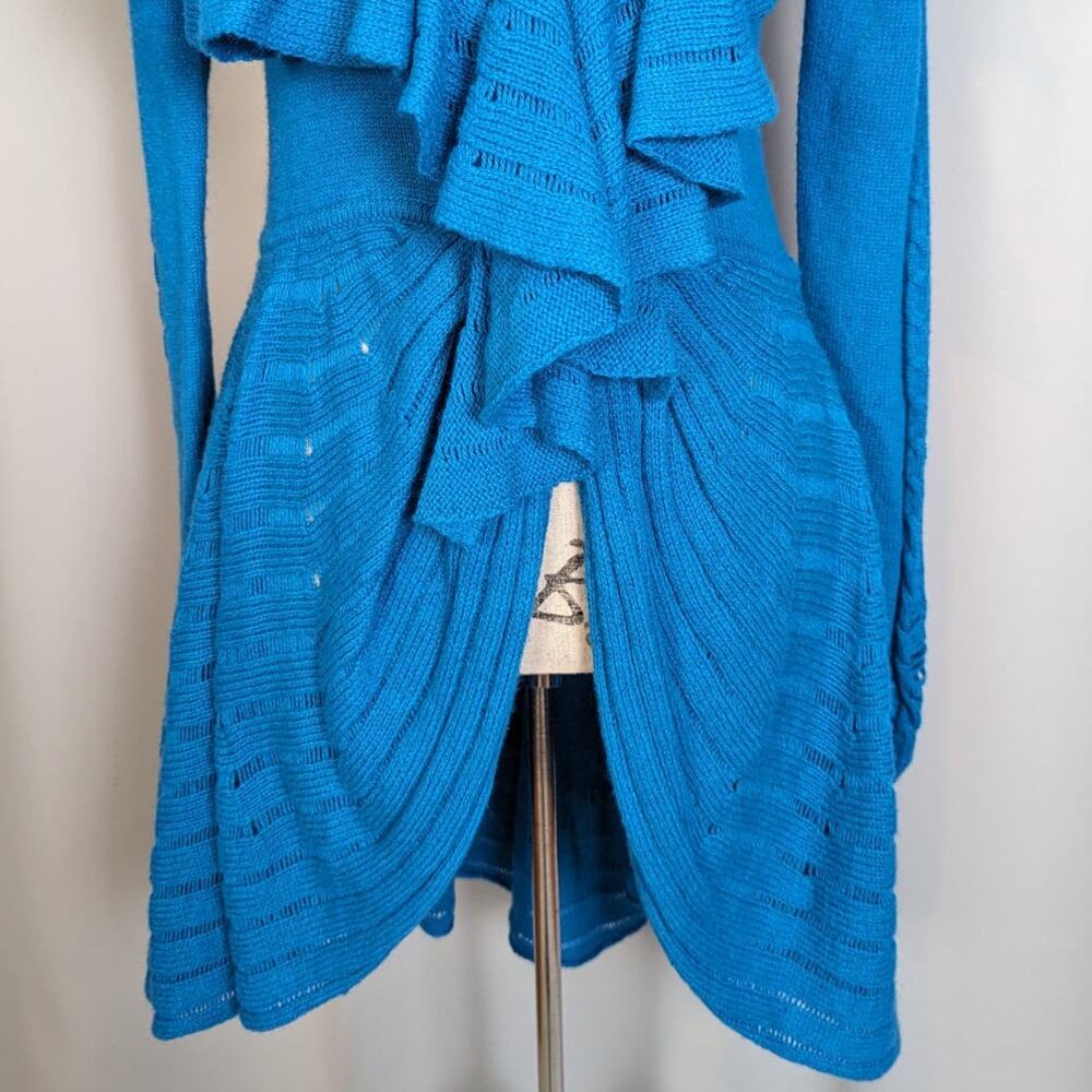 Blue Ruffled Women's Sweater - Picture 13 of 16